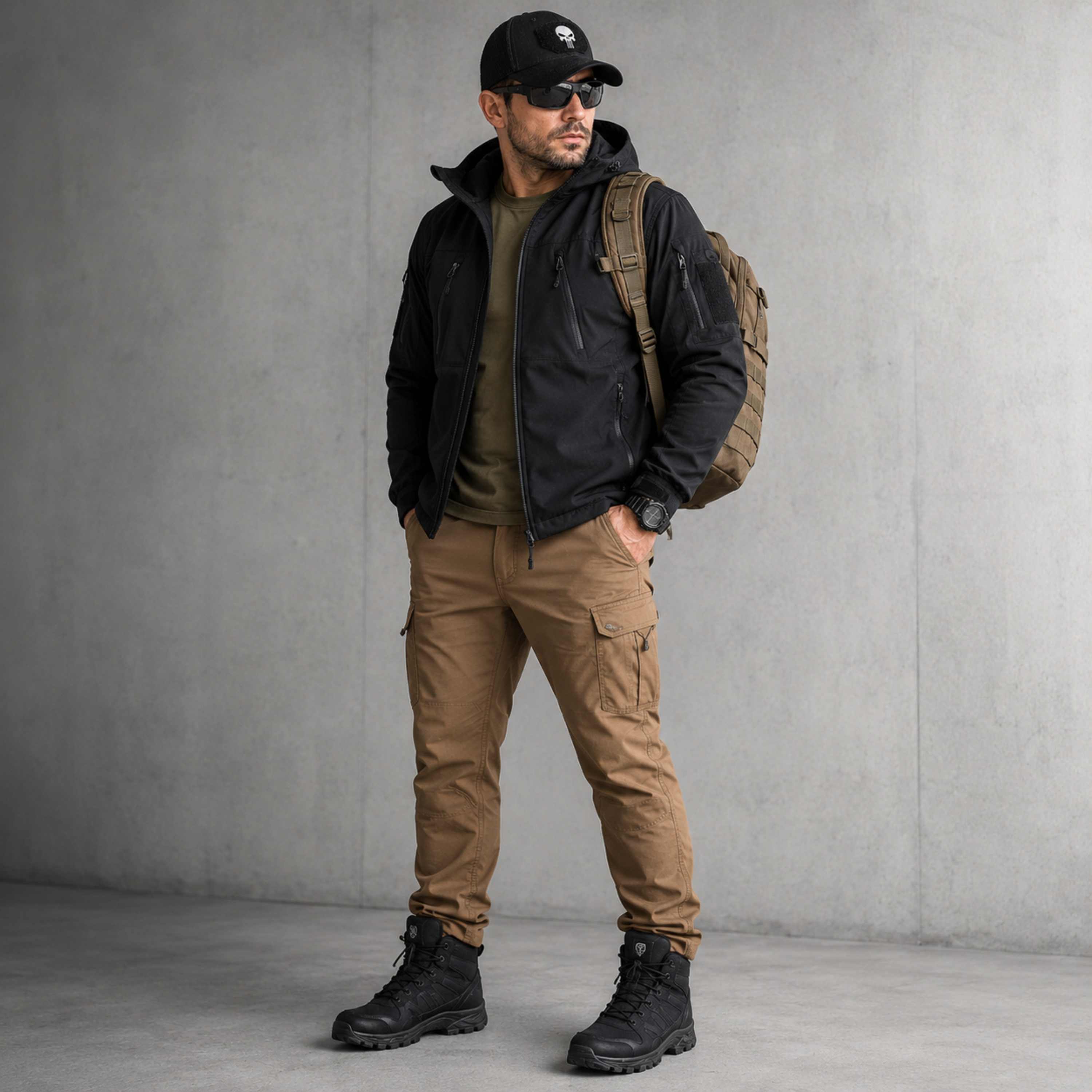 Jockey Táctico Negro con Velcro Ajustable | Comandos Tácticos