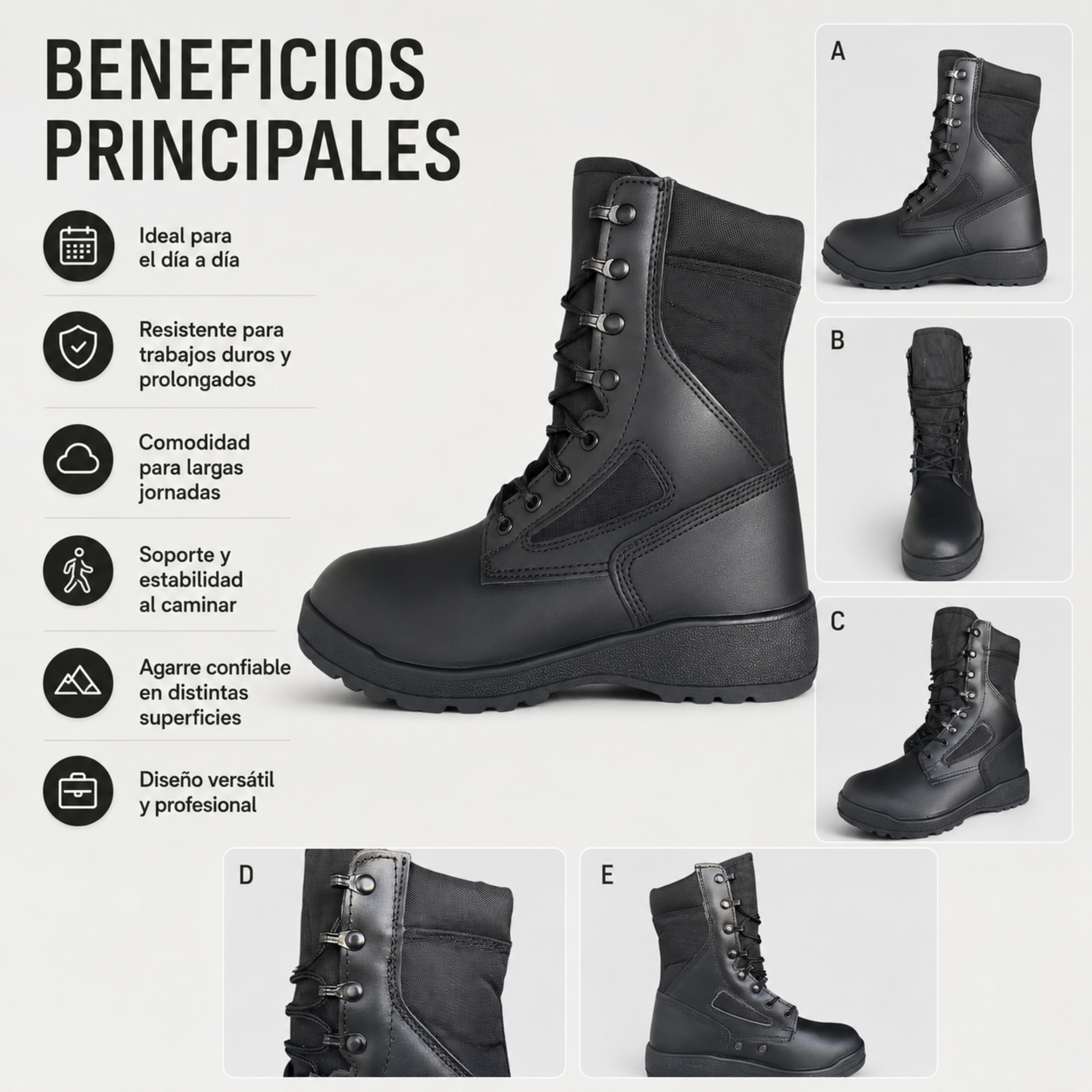 Botas Militares Tácticas Caña Alta Negras | Comandos Tácticos