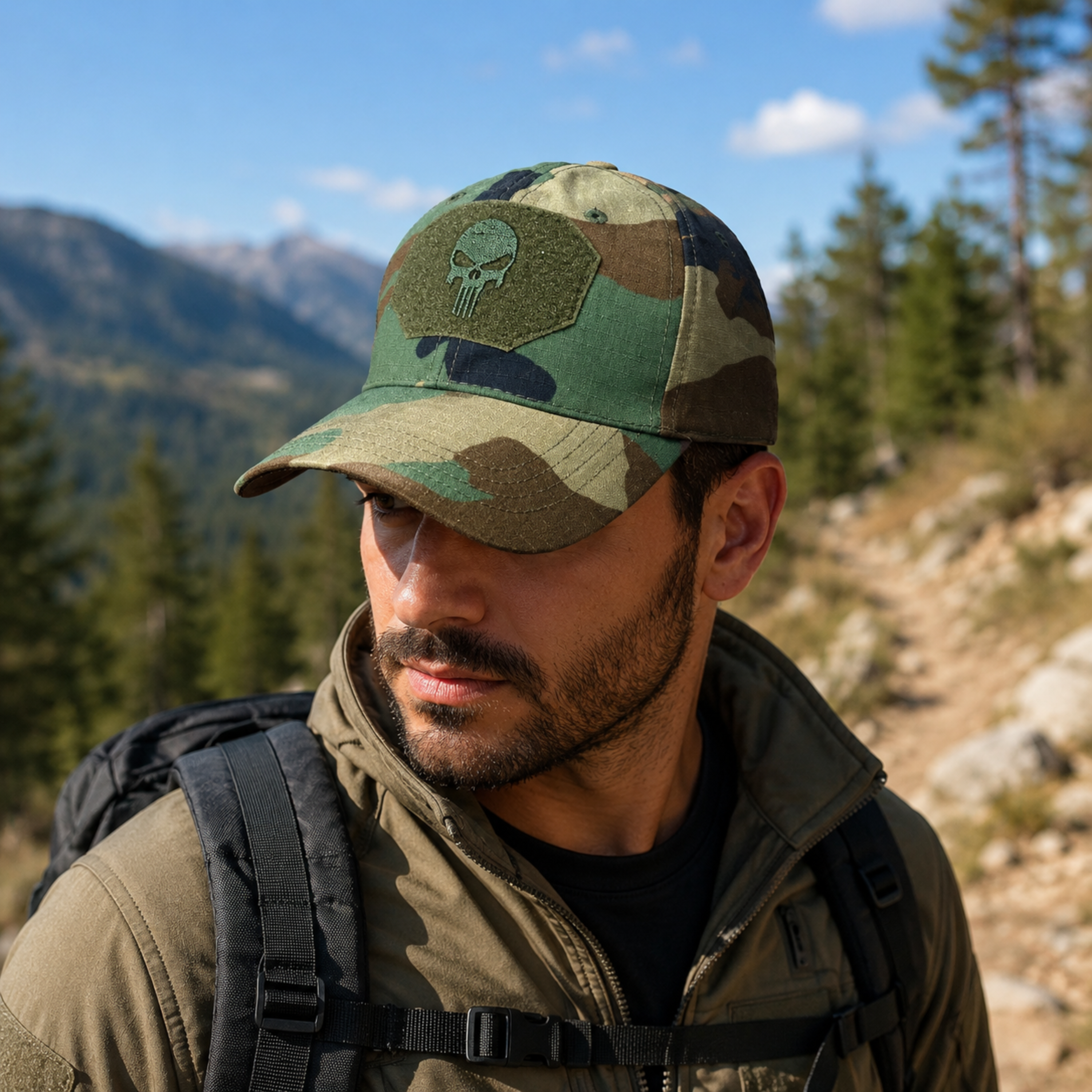 Jockey Táctico Camuflaje Woodland con Velcro | Comandos Tácticos