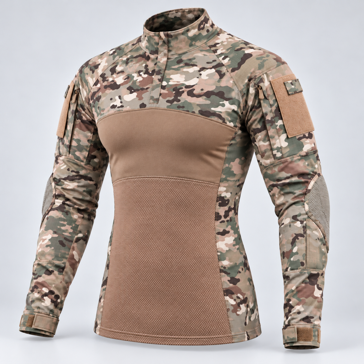Polera Tactica ESDY Manga Larga — Ripstop, Bolsillos y Ventilacion Outdoor — Multicam