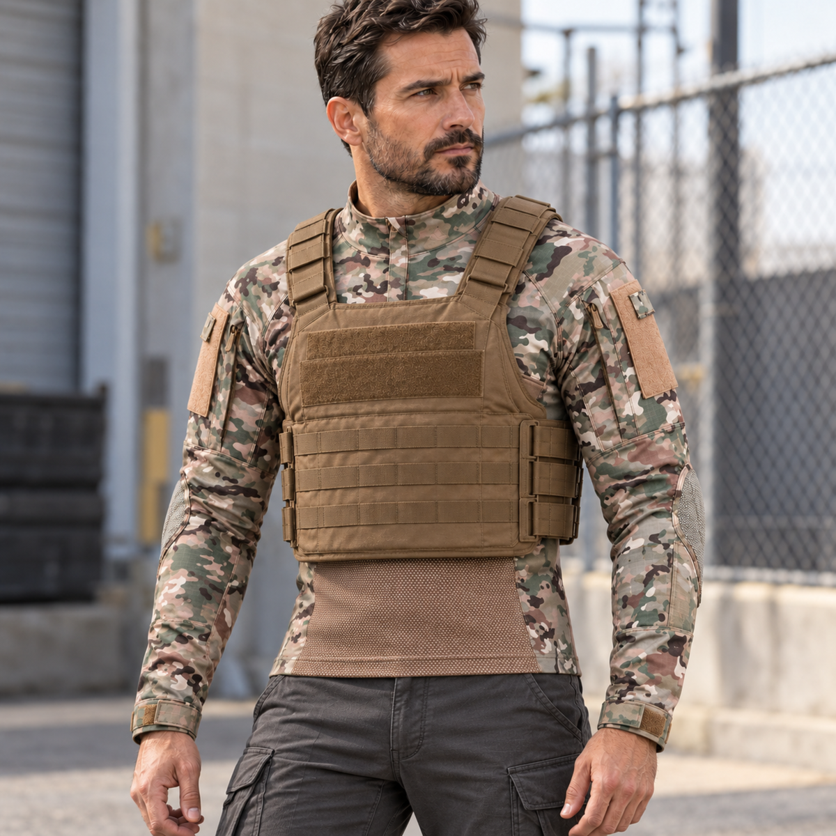 Polera Tactica ESDY Manga Larga — Ripstop, Bolsillos y Ventilacion Outdoor — Multicam