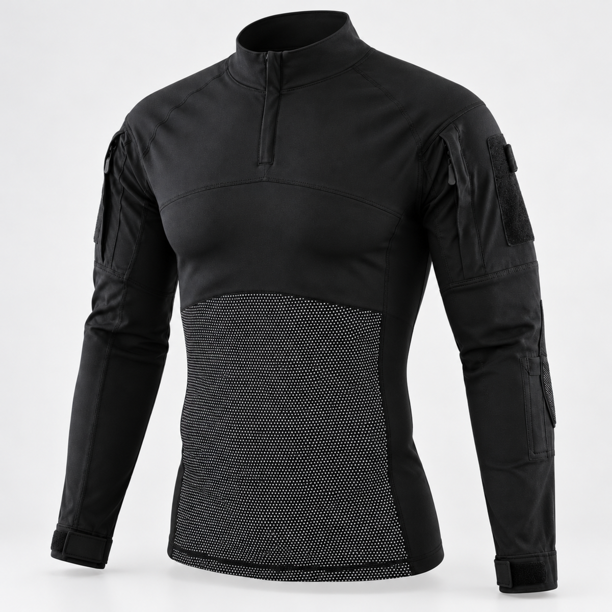 Polera Tactica ESDY Manga Larga — Ripstop, Bolsillos y Ventilacion Outdoor — Negro