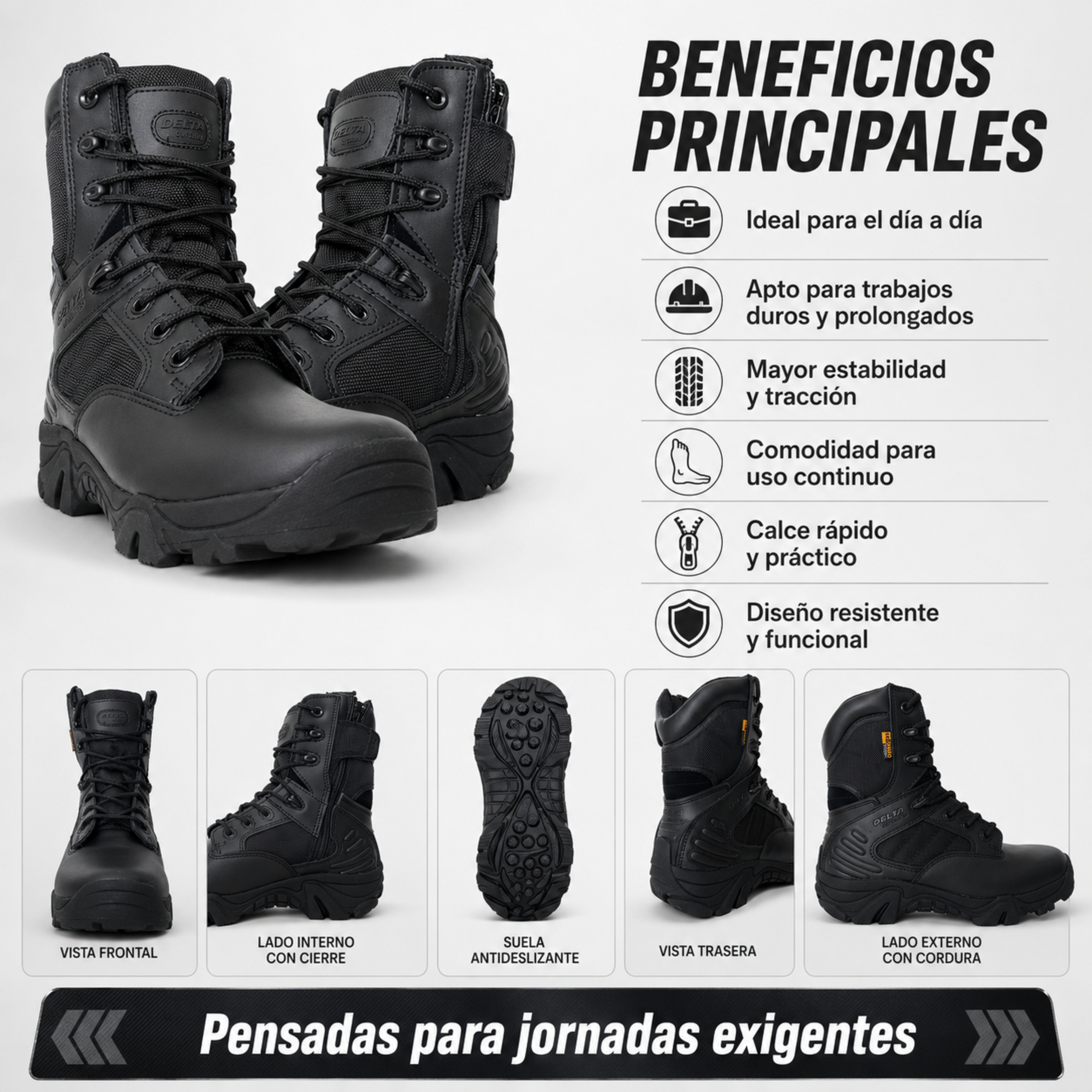 Botas Tácticas Outdoor Modelo Delta