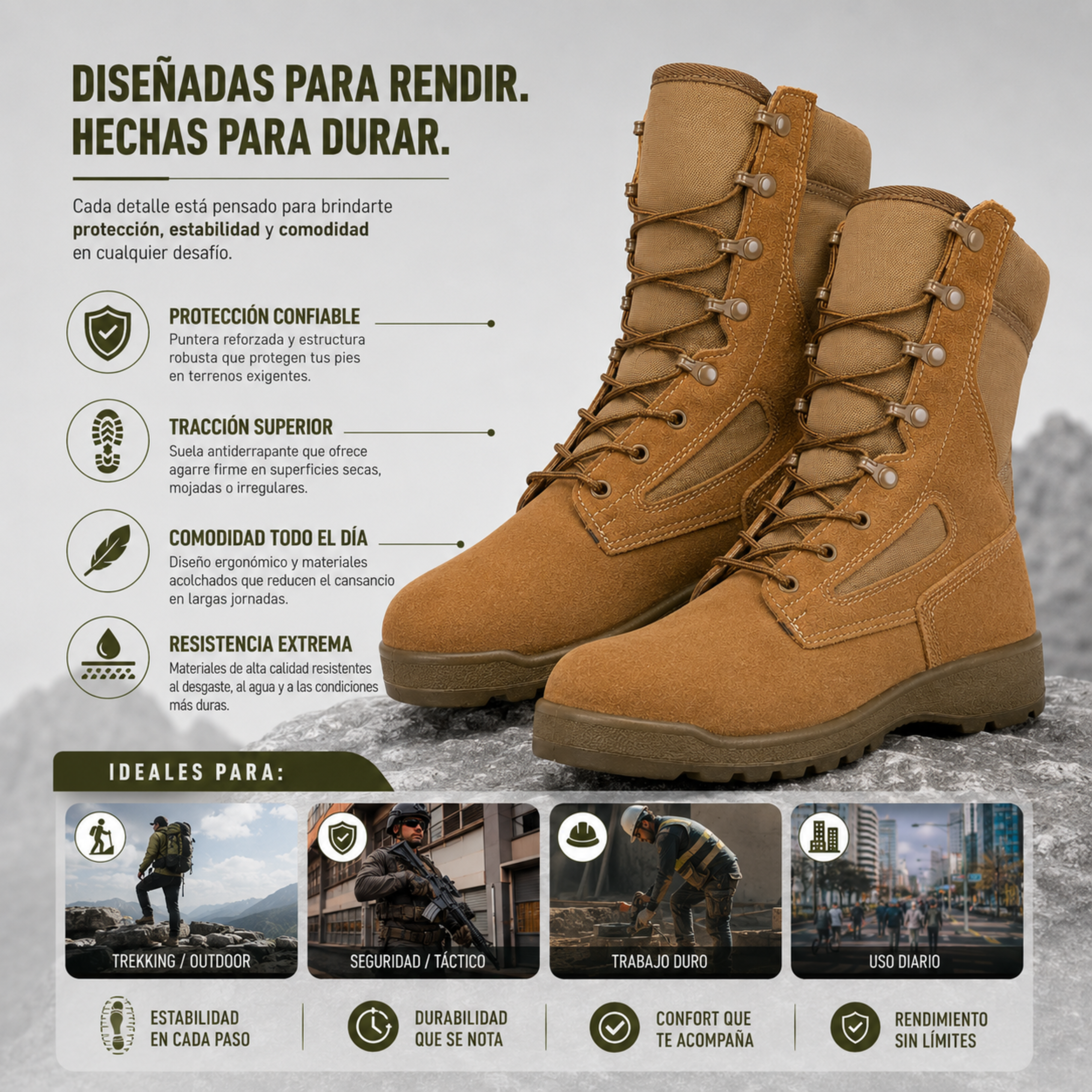 Botas Militares Tácticas Desert Caña Alta | Comandos Tácticos