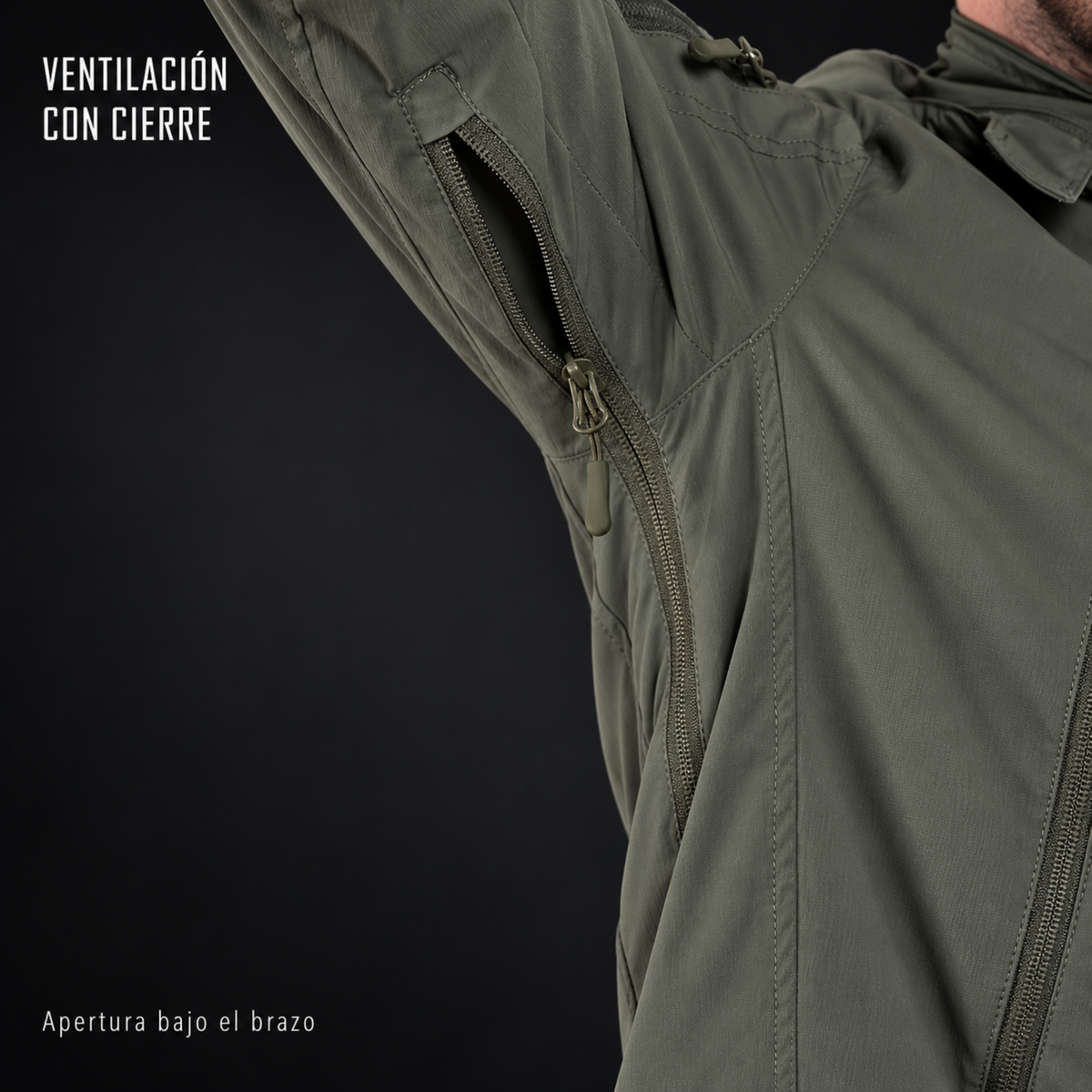 Cortaviento Outdoor ESDY — Capucha Guardable, Multibolsillos y Repelente al Agua — Verde
