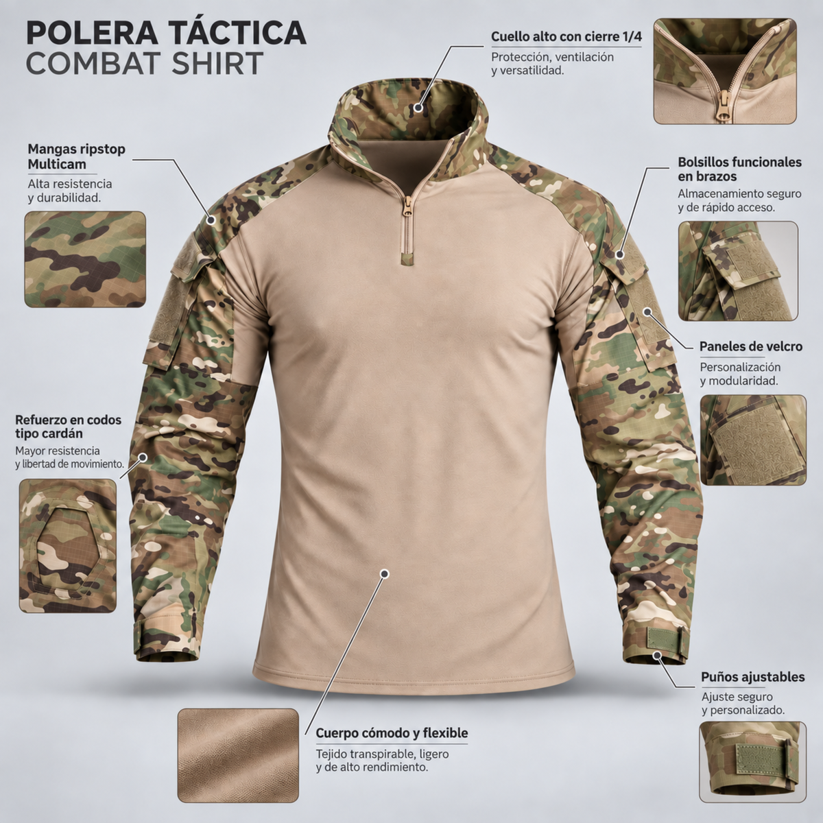 Polera Táctica Combat Esdy Shirt