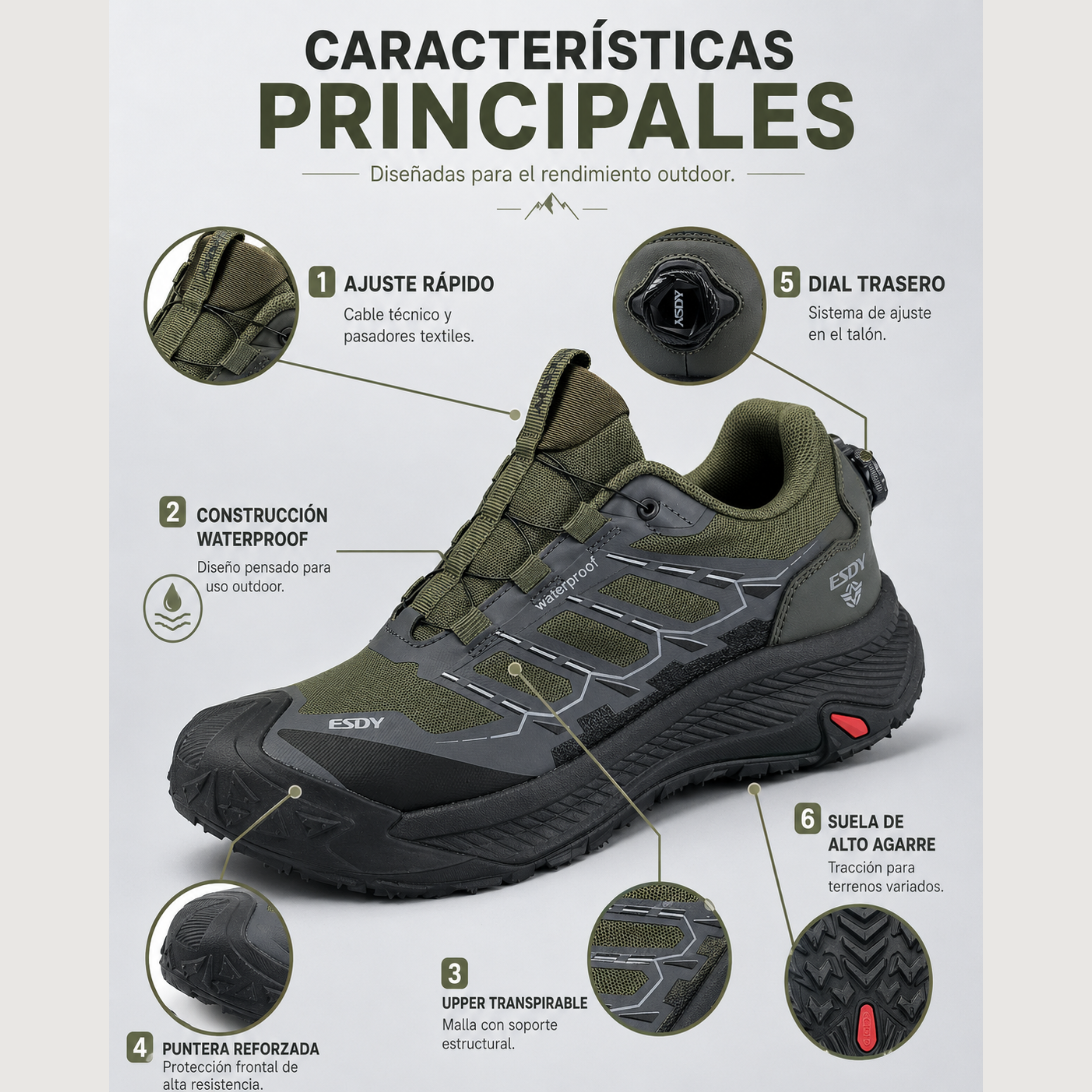 Zapatillas Trekking Impermeables Hombre | ESDY
