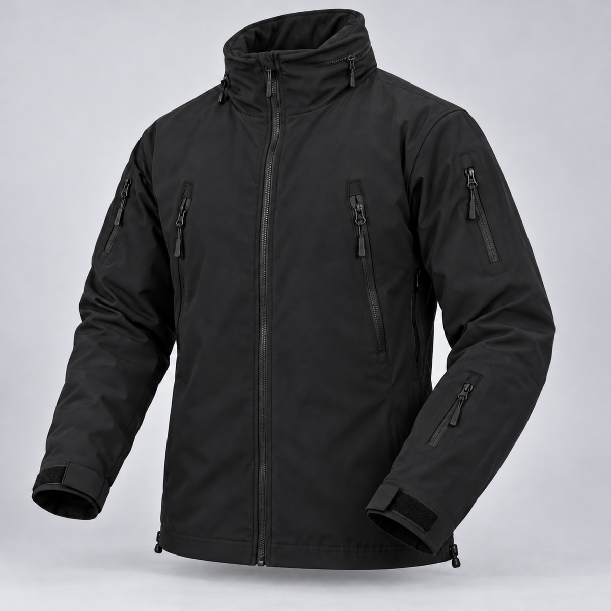 Cortaviento Outdoor ESDY — Capucha Guardable, Multibolsillos y Repelente al Agua - Negro