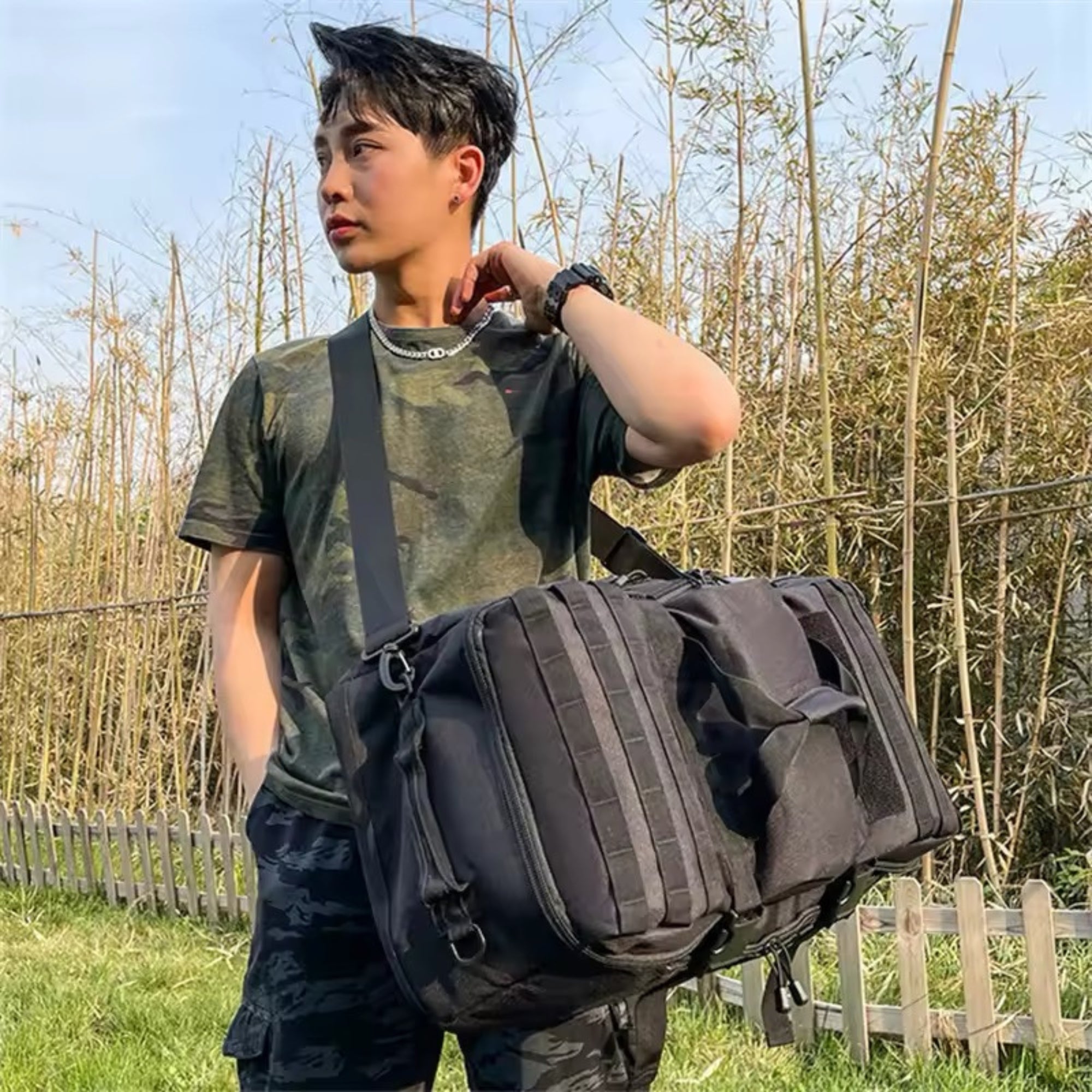 Mochila Táctica Militar 3 en 1 Resistente 60LT - NEGRO
