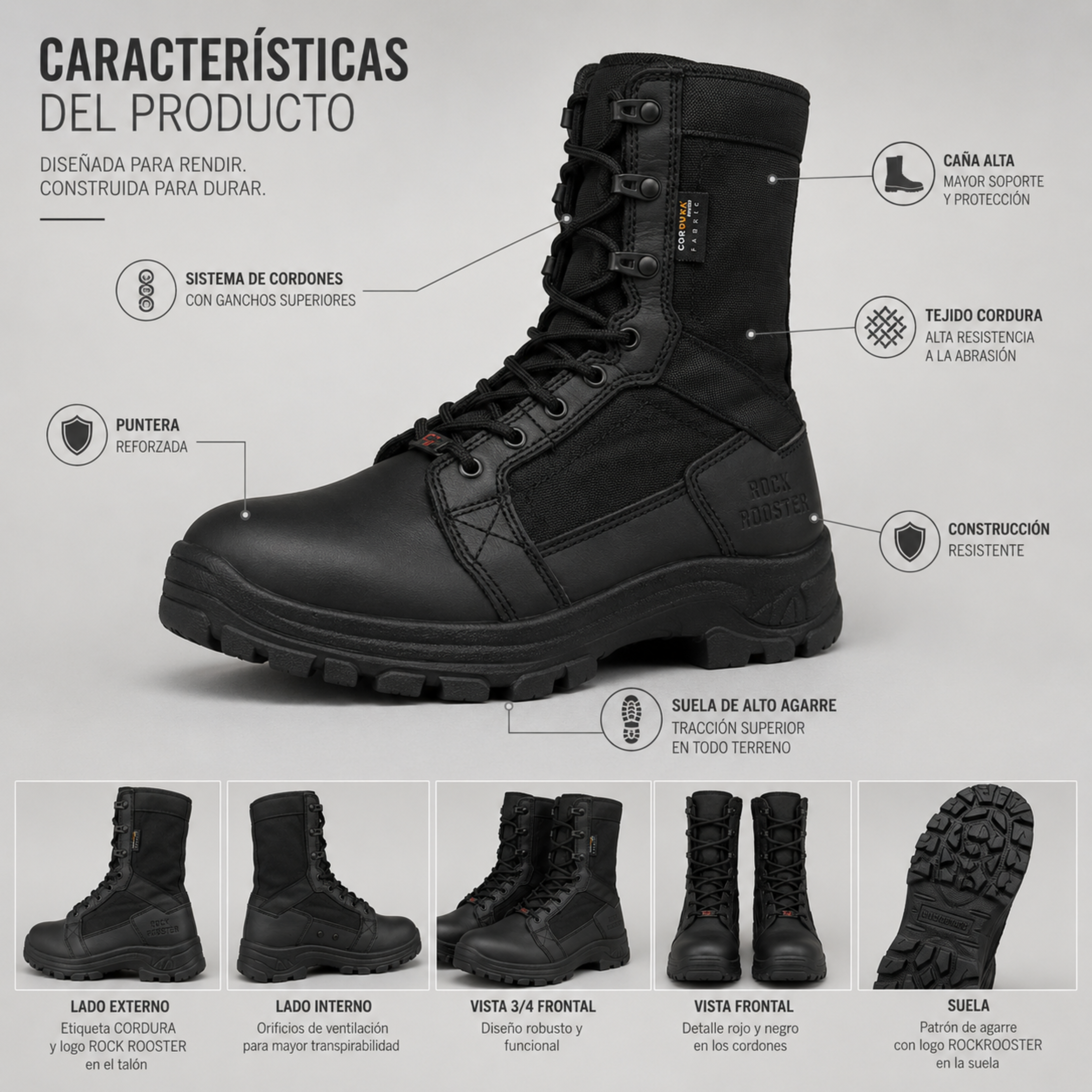 Botas Tácticas Militar Impermeables | ROCKROOSTER COOLMAX