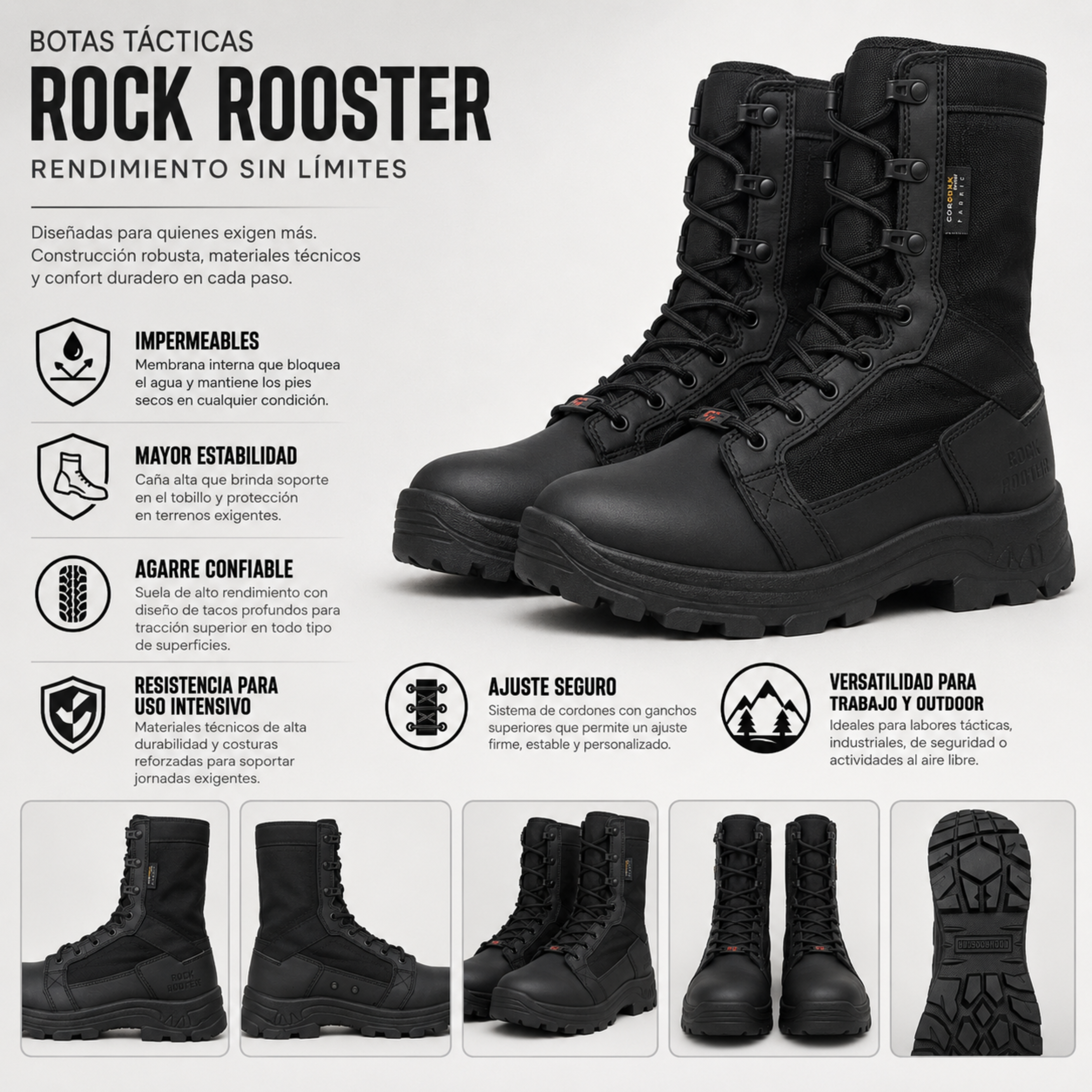 Botas Tácticas Militar Impermeables | ROCKROOSTER COOLMAX