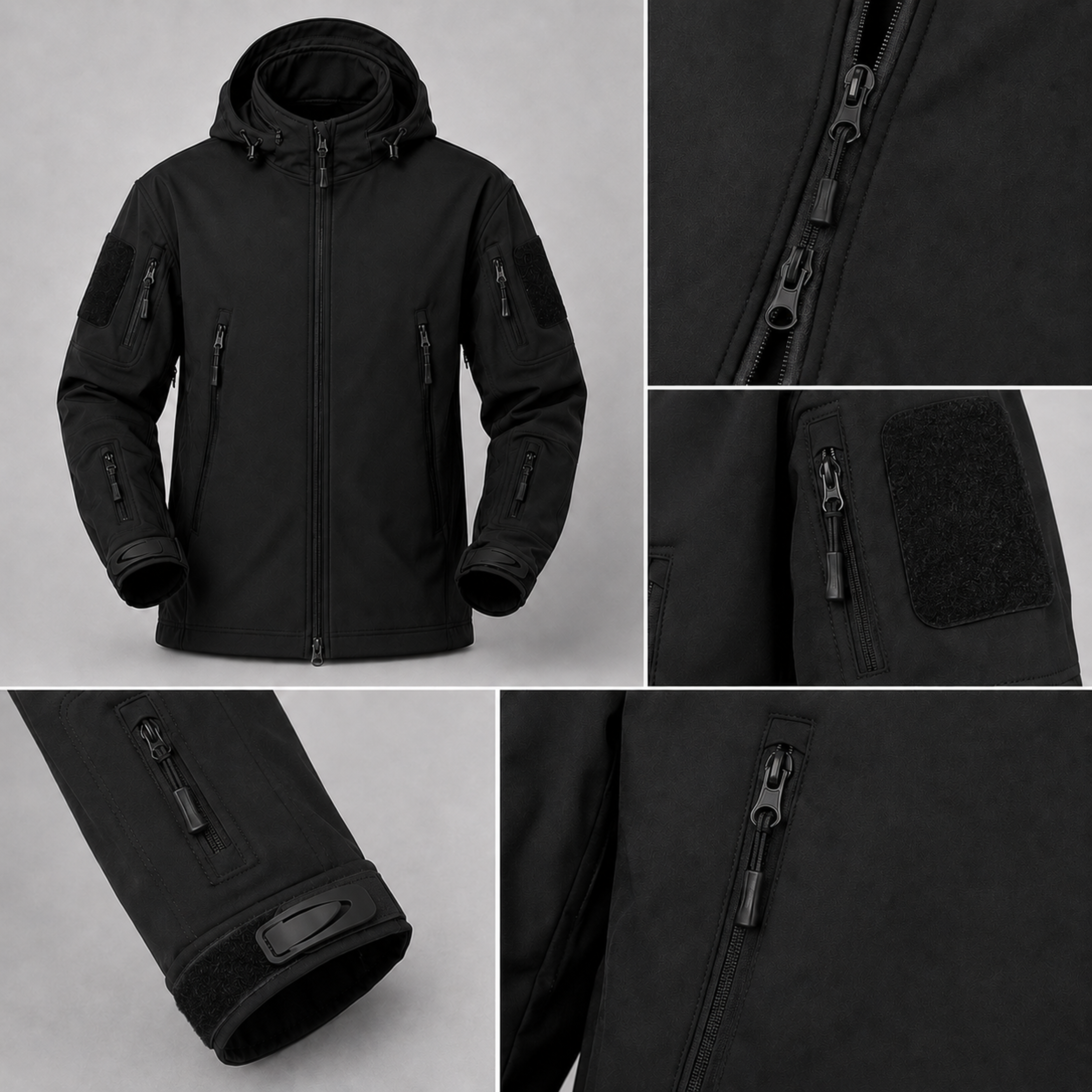 Chaqueta Táctica Softshell Negra Impermeable | ESDY