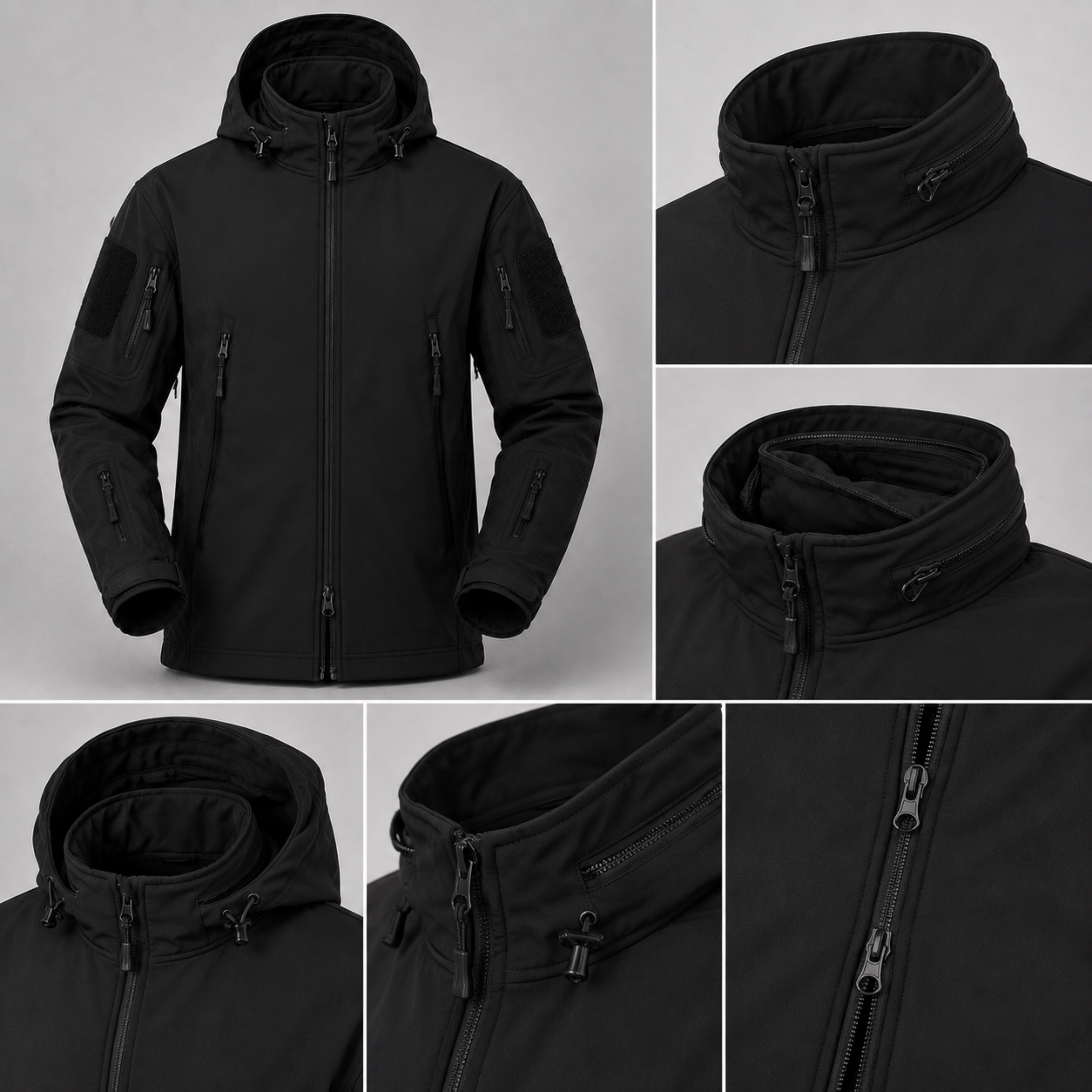 Chaqueta Táctica Softshell Negra Impermeable | ESDY
