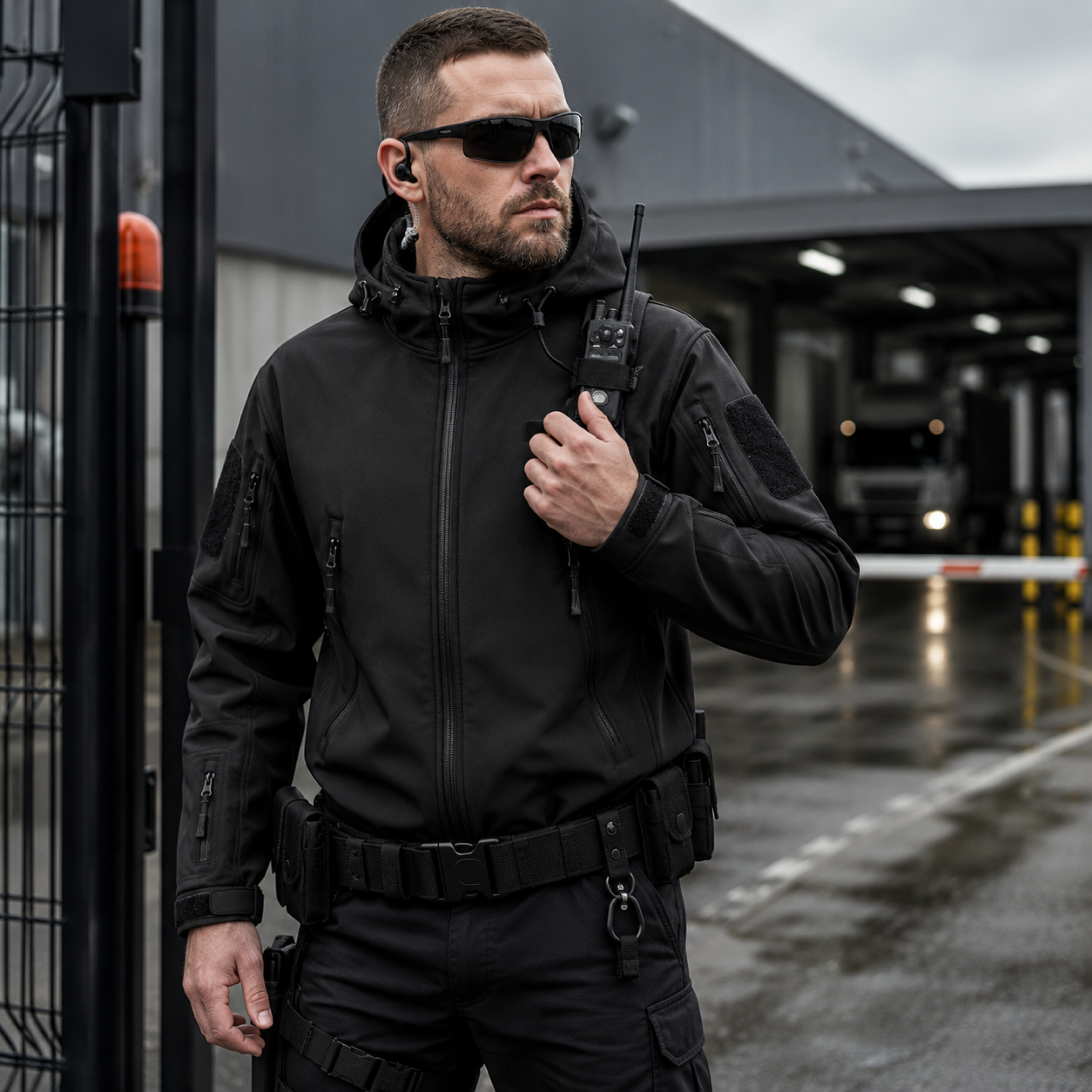 Chaqueta Táctica Softshell Negra Impermeable | ESDY
