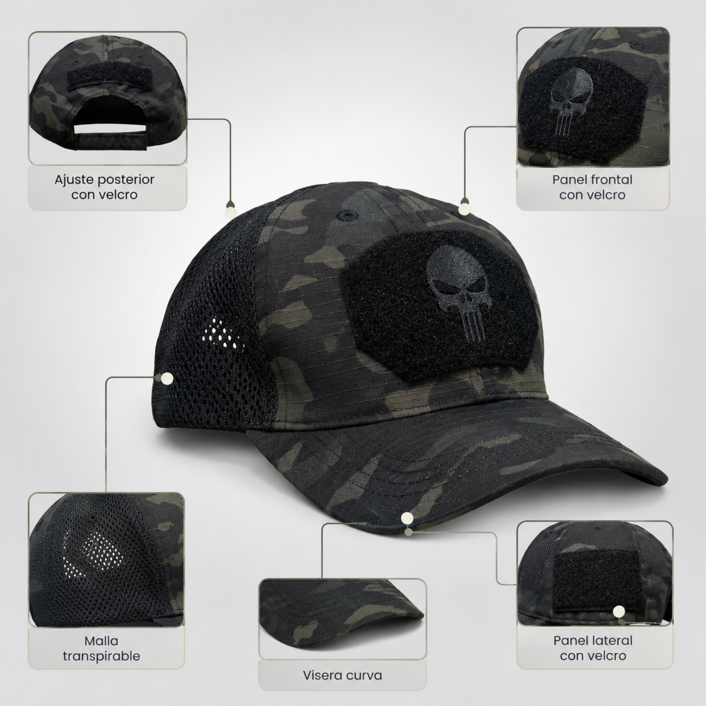 Jockey Táctico Multicam Black con Velcro | Comandos Tácticos