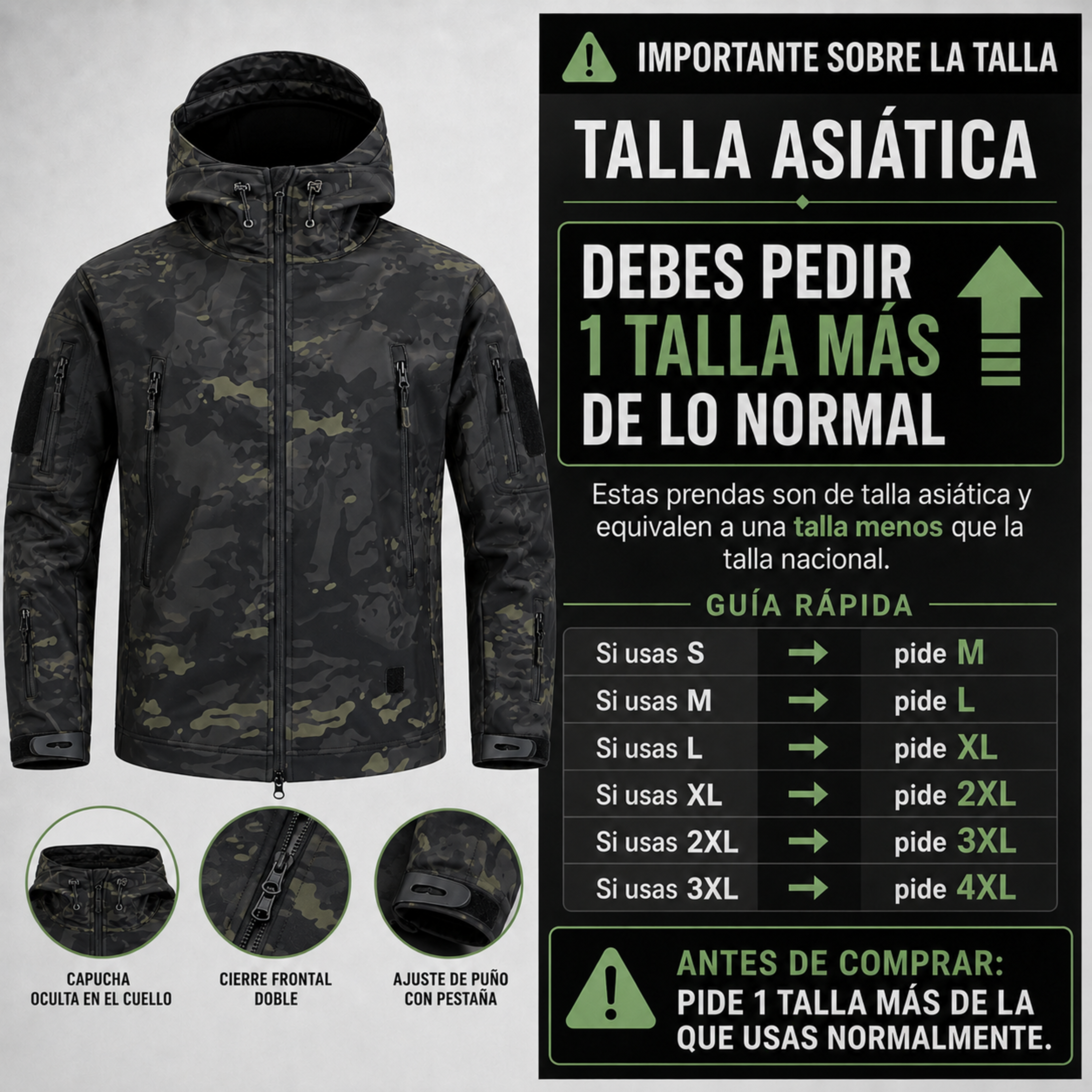 Chaqueta Táctica Militar Softshell Impermeable – Resistente y Funcional