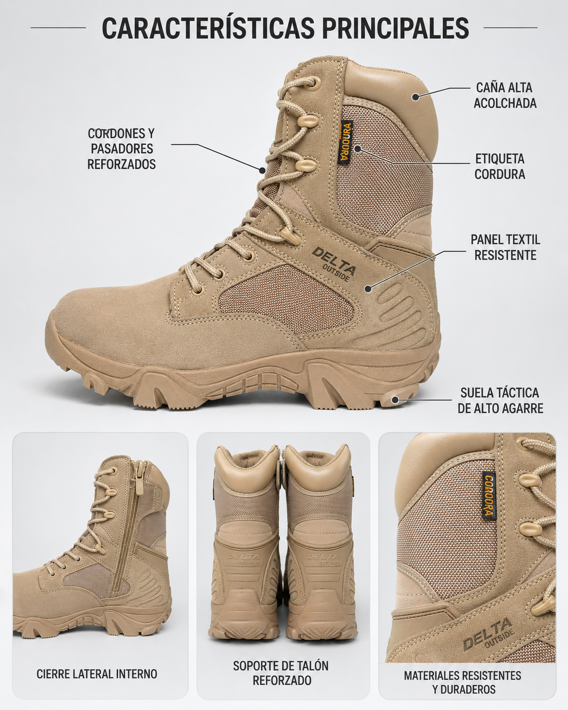 Botas Tácticas Outdoor Modelo Delta