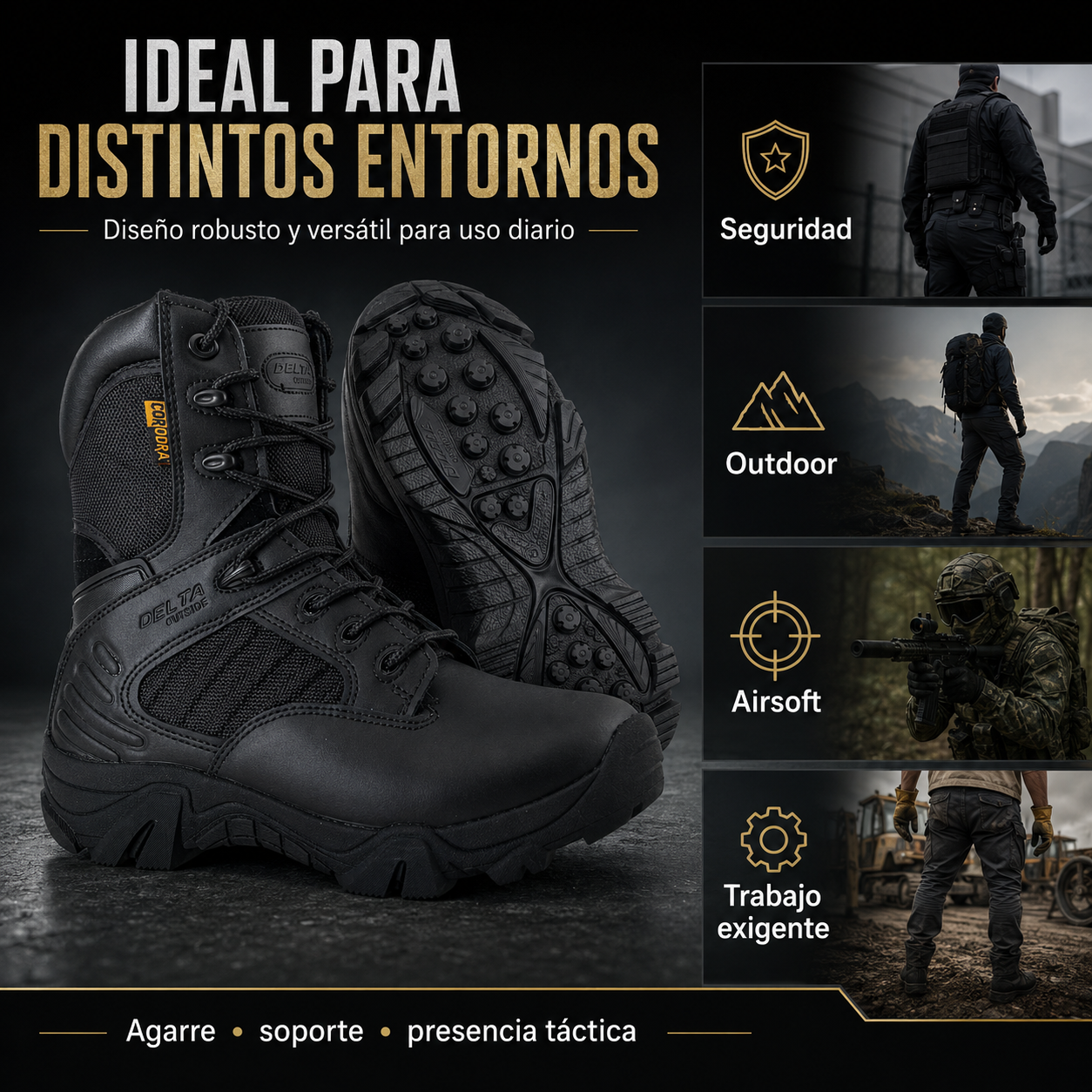 Botas Tácticas Outdoor Modelo Delta