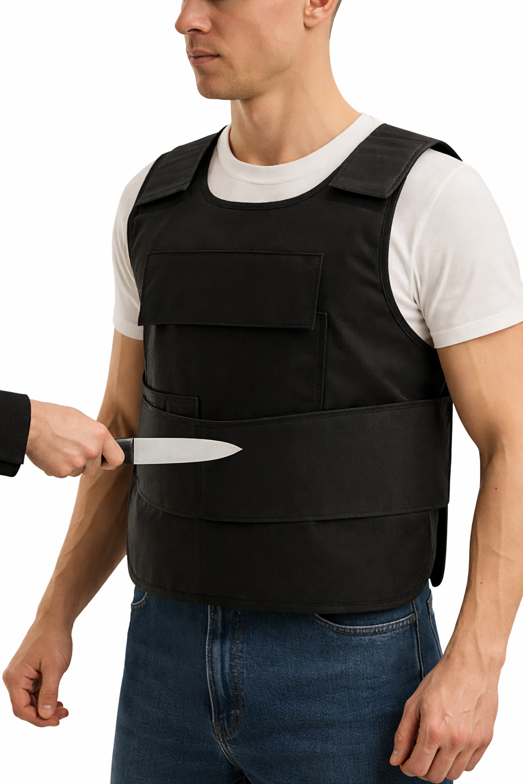 chaleco anticorte y antipunzante negro para seguridad
